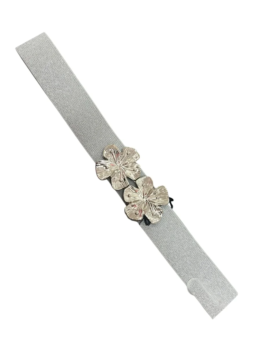 Cintura elastica argento 2 fiori - Cintura - Stilosa - immagine 2