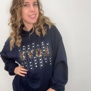 Felpa love con cappuccio e applicazioni - - Stilosa