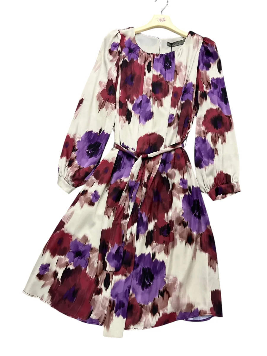 Abito fantasia con cintura ciclamino - abbigliamento - Jiveley - immagine 3