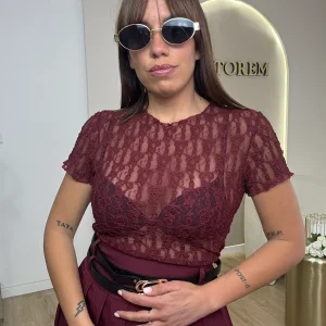 Maglia mezza manica in pizzo