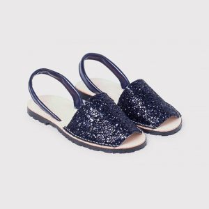 MINORCHINE BLU GLITTER SANDALI DONNA PELLE AMAIA