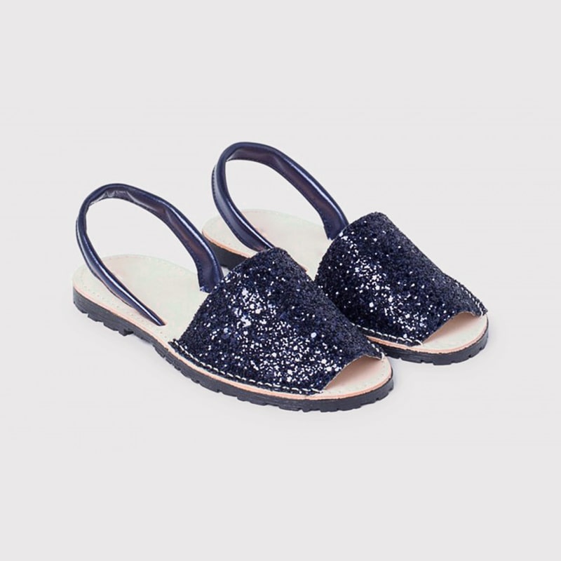 MINORCHINE BLU GLITTER SANDALI DONNA PELLE AMAIA - immagine 2