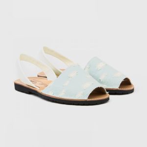 SCARPE MINORCHINE DONNA PELLE BEIGE E JEANS AMAIA