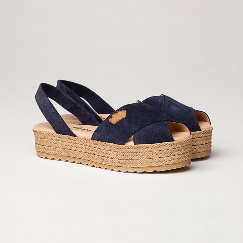 BELINDA SCARPA IBICENCA DONNA PELLE SCAMOSCIATA COLORE CUOIO BLU OCEANO - immagine 2