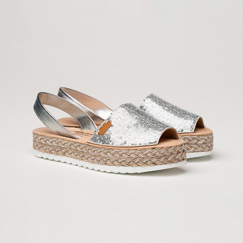 ALMA SCARPA IBICENCA DONNA PELLE E PAILLETTES COLORE ARGENTO - immagine 2