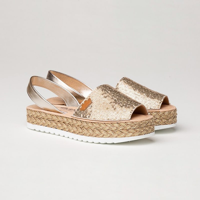 ALMA SCARPA IBICENCA DONNA PELLE E PAILLETTES COLORE ORO - immagine 2