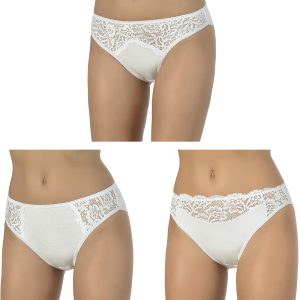 ART. 13749 Lot of 3 Panty with monoelastic cotton lace