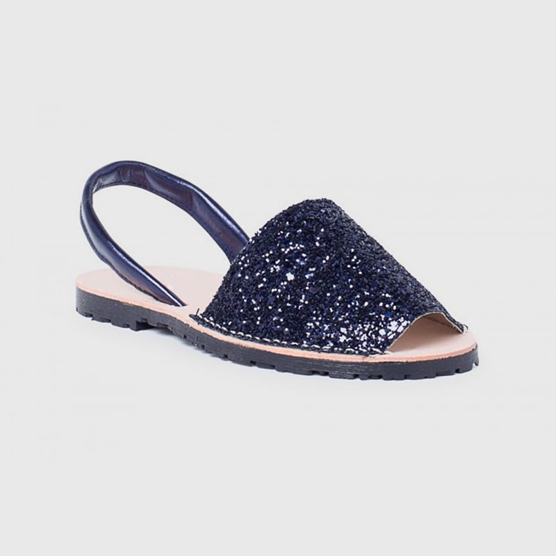 MINORCHINE BLU GLITTER SANDALI DONNA PELLE AMAIA - immagine 4