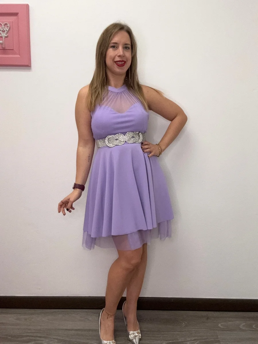 Abito scollo americana e tulle - abbigliamento - Stilosa - immagine 3