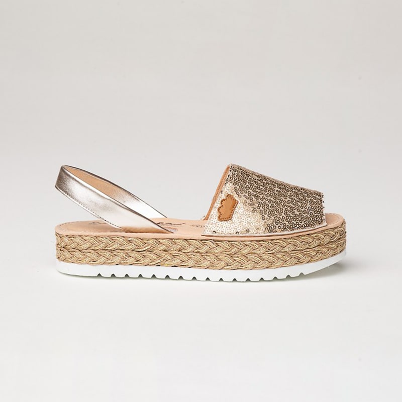 ALMA SCARPA IBICENCA DONNA PELLE E PAILLETTES COLORE ORO - immagine 3