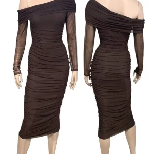 Abito tulle midi con scollo - abbigliamento - Stilosa