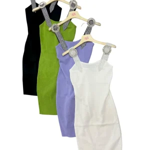 Abito costina con spalline di strass - abbigliamento - Stilosa