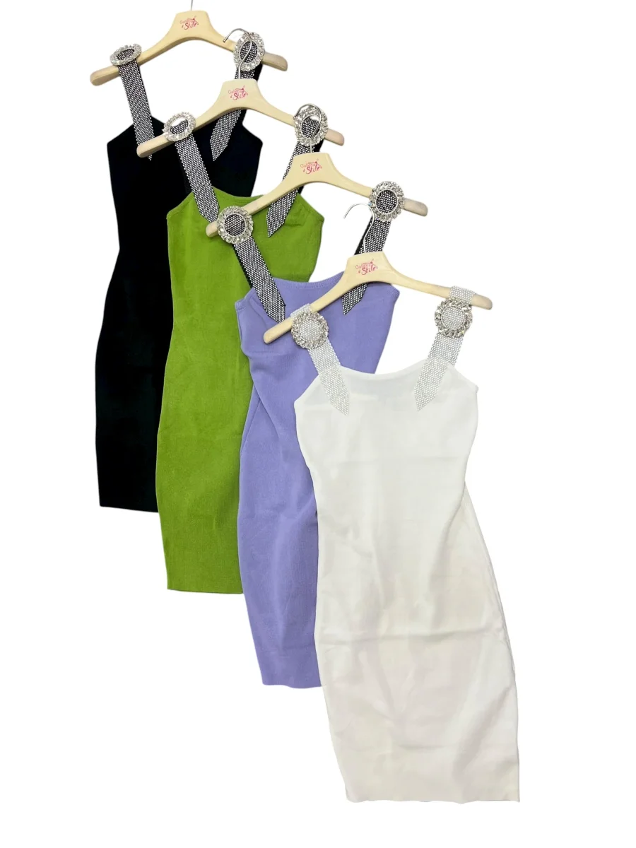 Abito costina con spalline di strass - abbigliamento - Stilosa