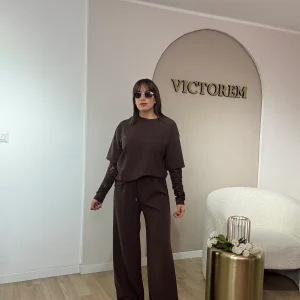 Coordinato garzato manica in pizzo