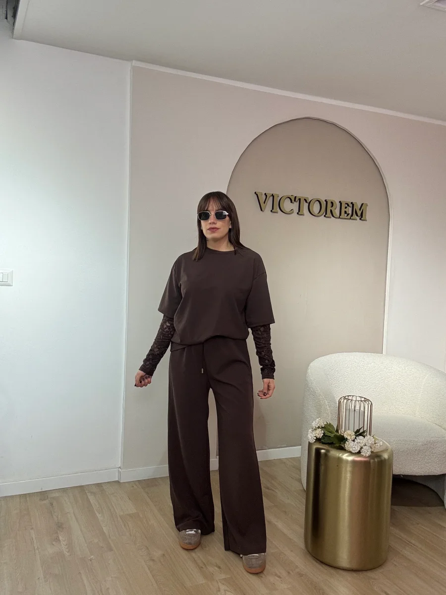 Coordinato garzato manica in pizzo - immagine 2