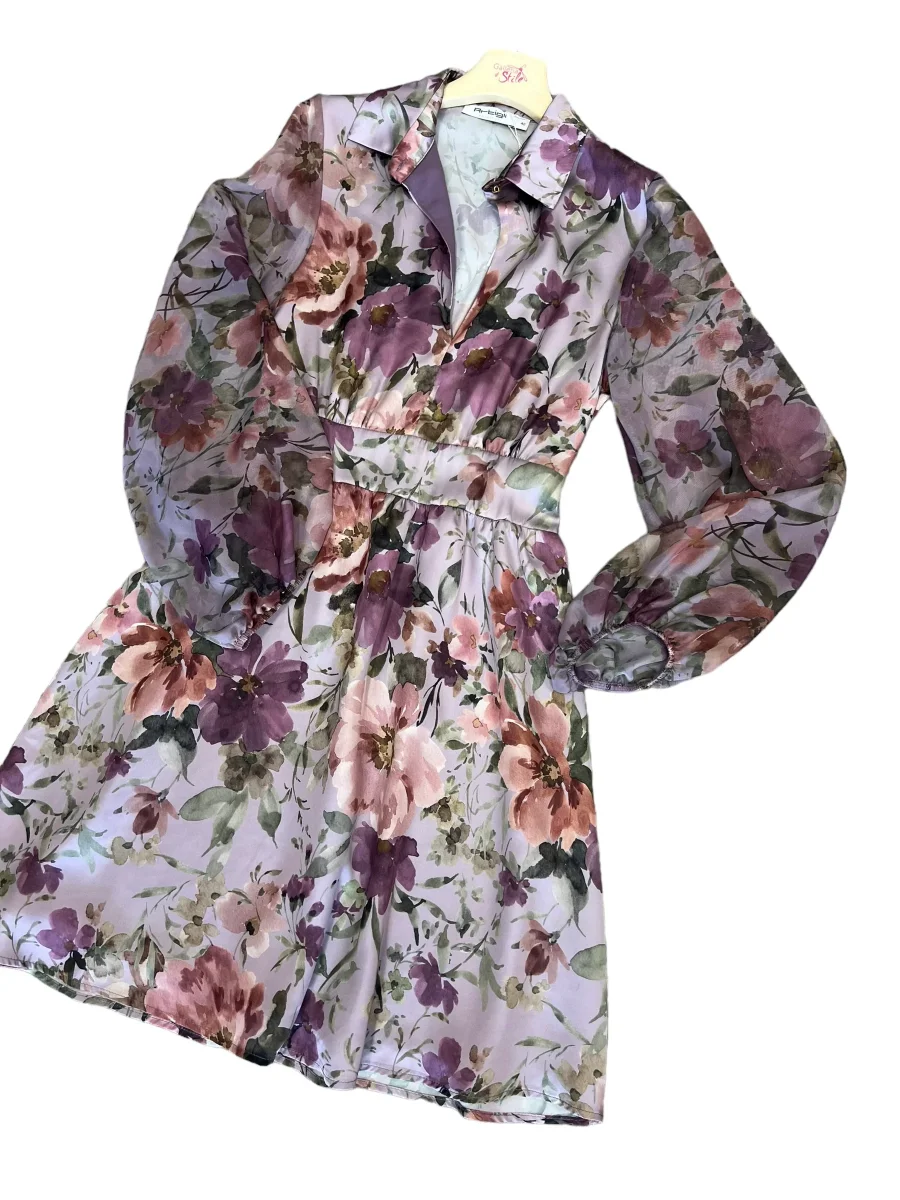 Abito fantasia midi violetto - abbigliamento - Artigli - immagine 3