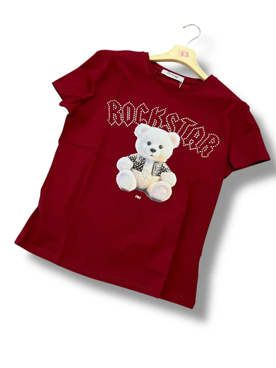 T-shirt con borchiette vino - abbigliamento - Artigli - immagine 2