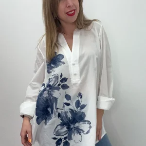 Blusa scollo V e stampa - abbigliamento - Jiveley