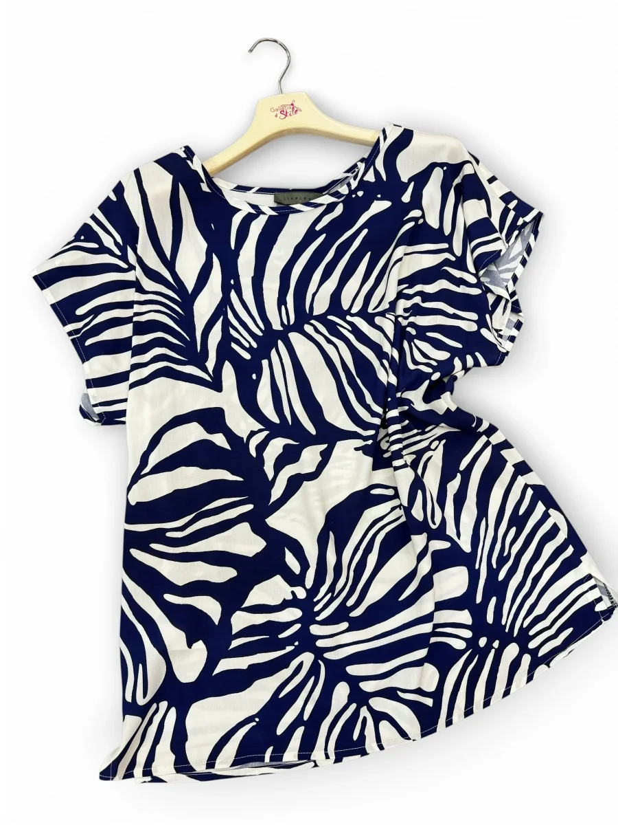 Blusa girocollo con fantasia - abbigliamento - Jiveley - immagine 2