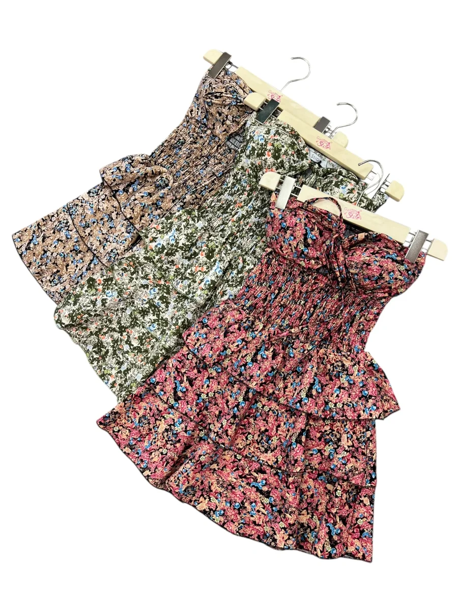 Abito fiorito con coppe e balze - abbigliamento - Stilosa - immagine 3