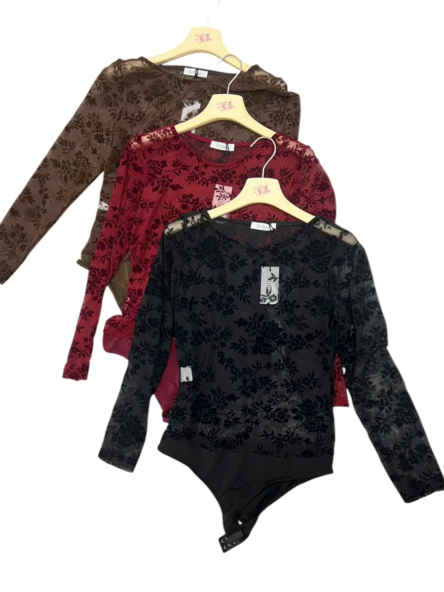 Body trasparenza ricamo fiori - abbigliamento - Stilosa