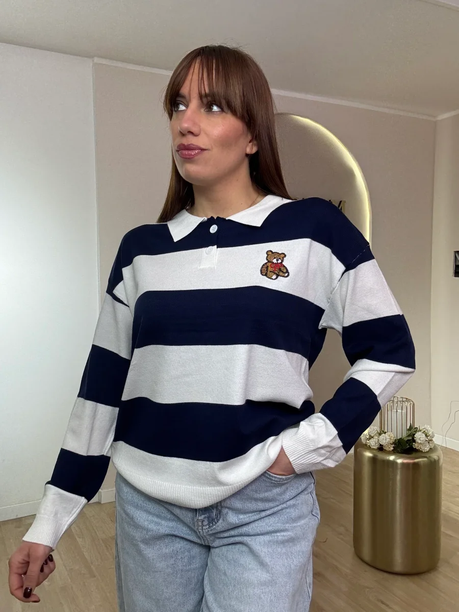 Maglia righe con Teddy - immagine 2