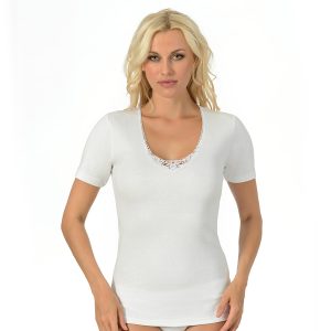 ART. 52474 half sleeve macramè 100% cotton fleece