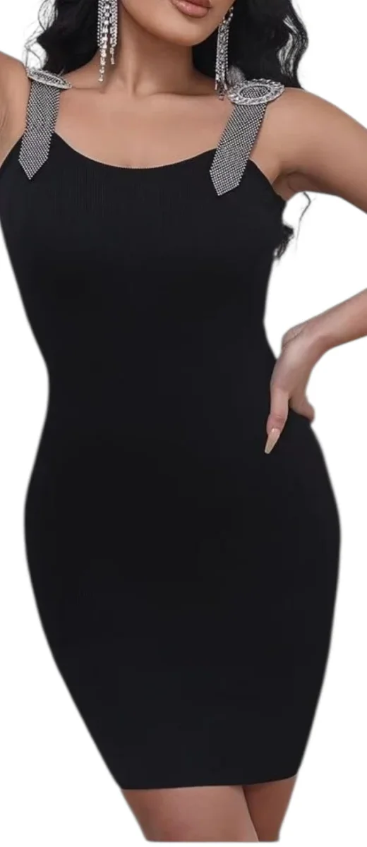 Abito costina con spalline di strass - abbigliamento - Stilosa - immagine 3