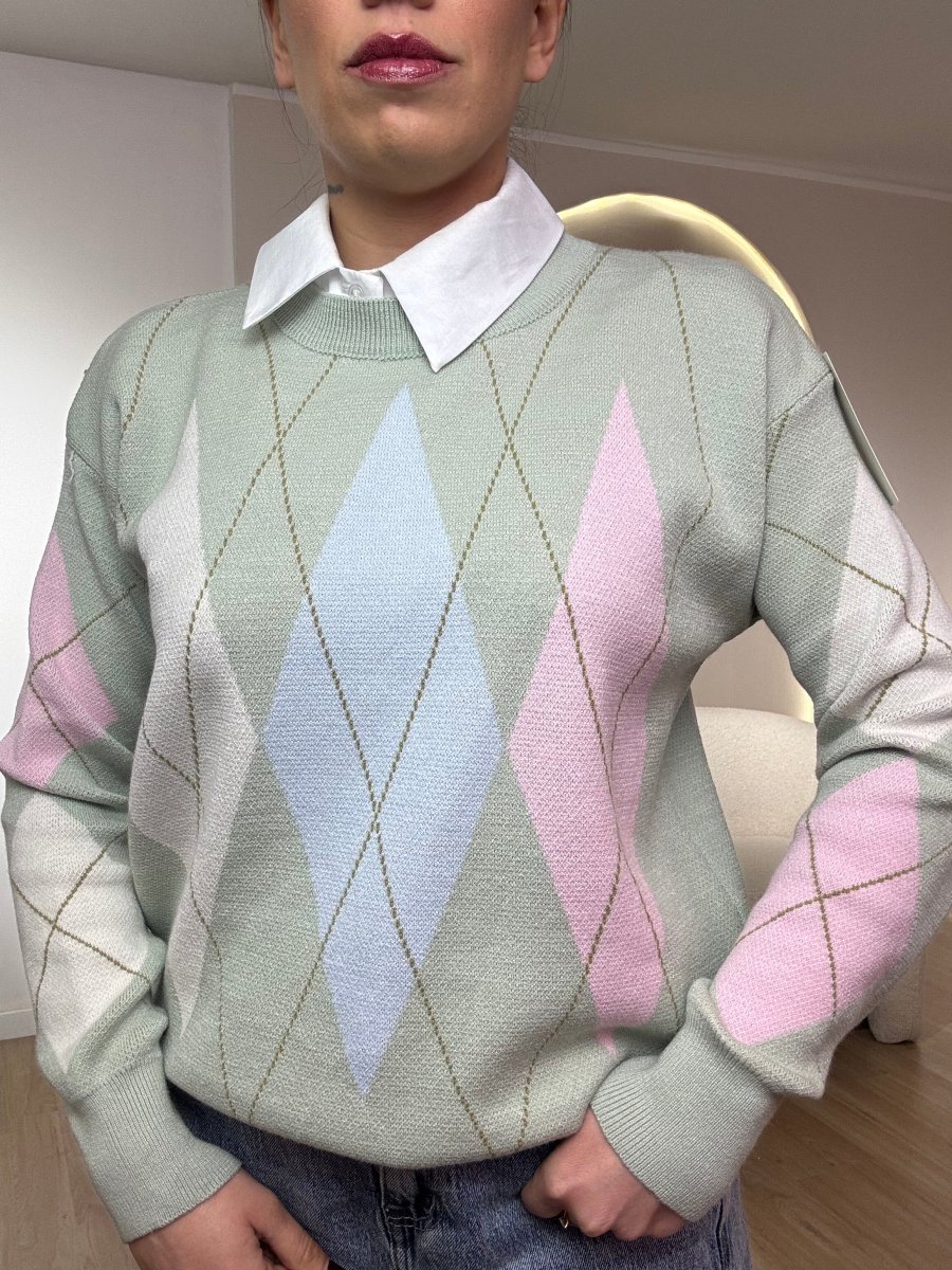 Maglia manica lunga fantasia rombi - immagine 3