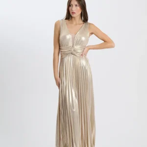 Abito lungo plissè con velo - abbigliamento - Stilosa