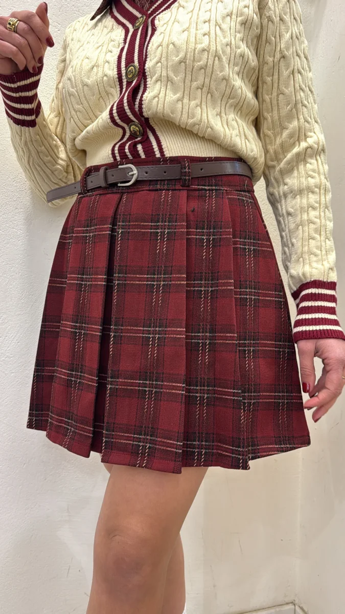 Pantagonna plisse scozzese con cinta