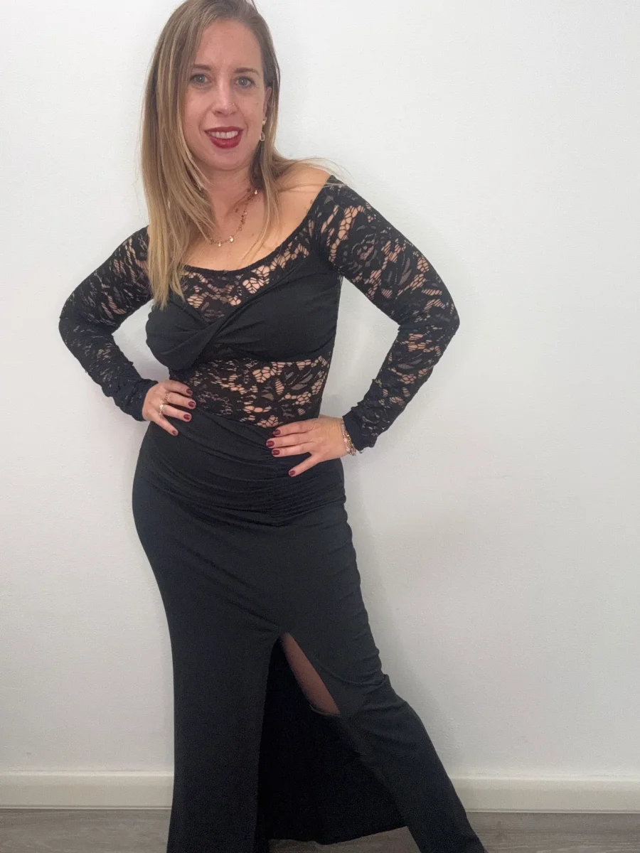 Abito lungo nero con pizzo e top - abbigliamento - Stilosa - immagine 2