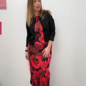 Abito lungo jersey fanta rose - abbigliamento - Stilosa