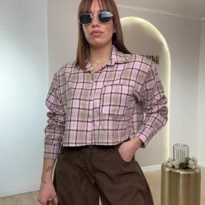 Camicia a quadri con spallina