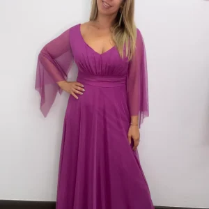 Abito lungo tulle maniche velate - abbigliamento - Stilosa