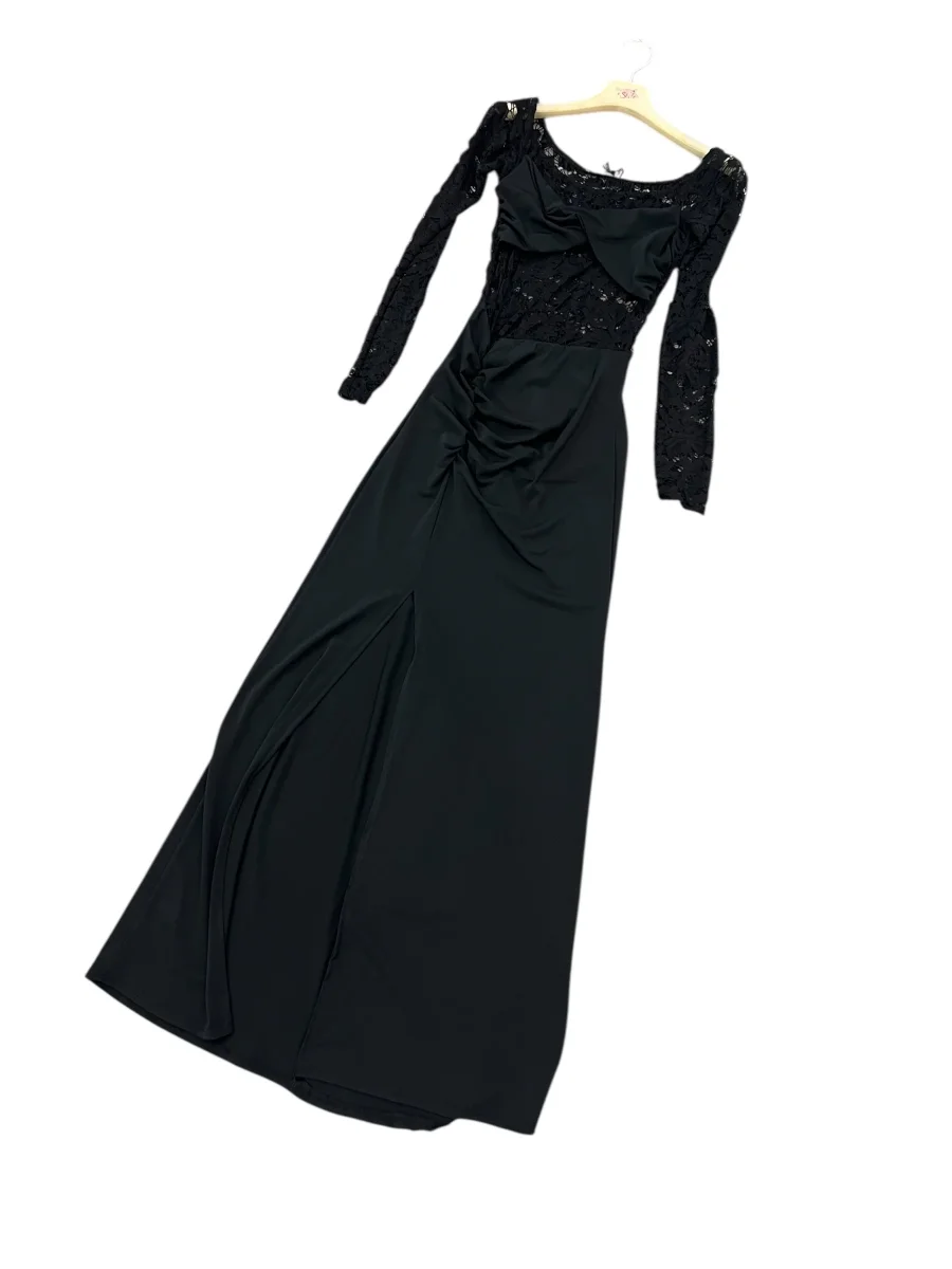 Abito lungo nero con pizzo e top - abbigliamento - Stilosa - immagine 3