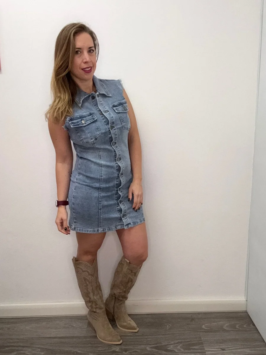 Abito denim con colletto - abbigliamento - Stilosa - immagine 3