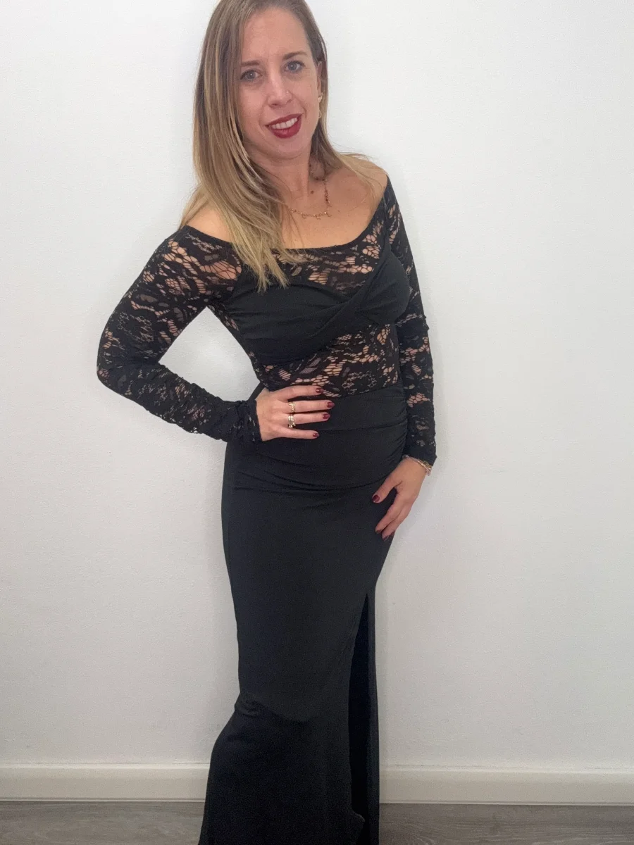 Abito lungo nero con pizzo e top - abbigliamento - Stilosa - immagine 4