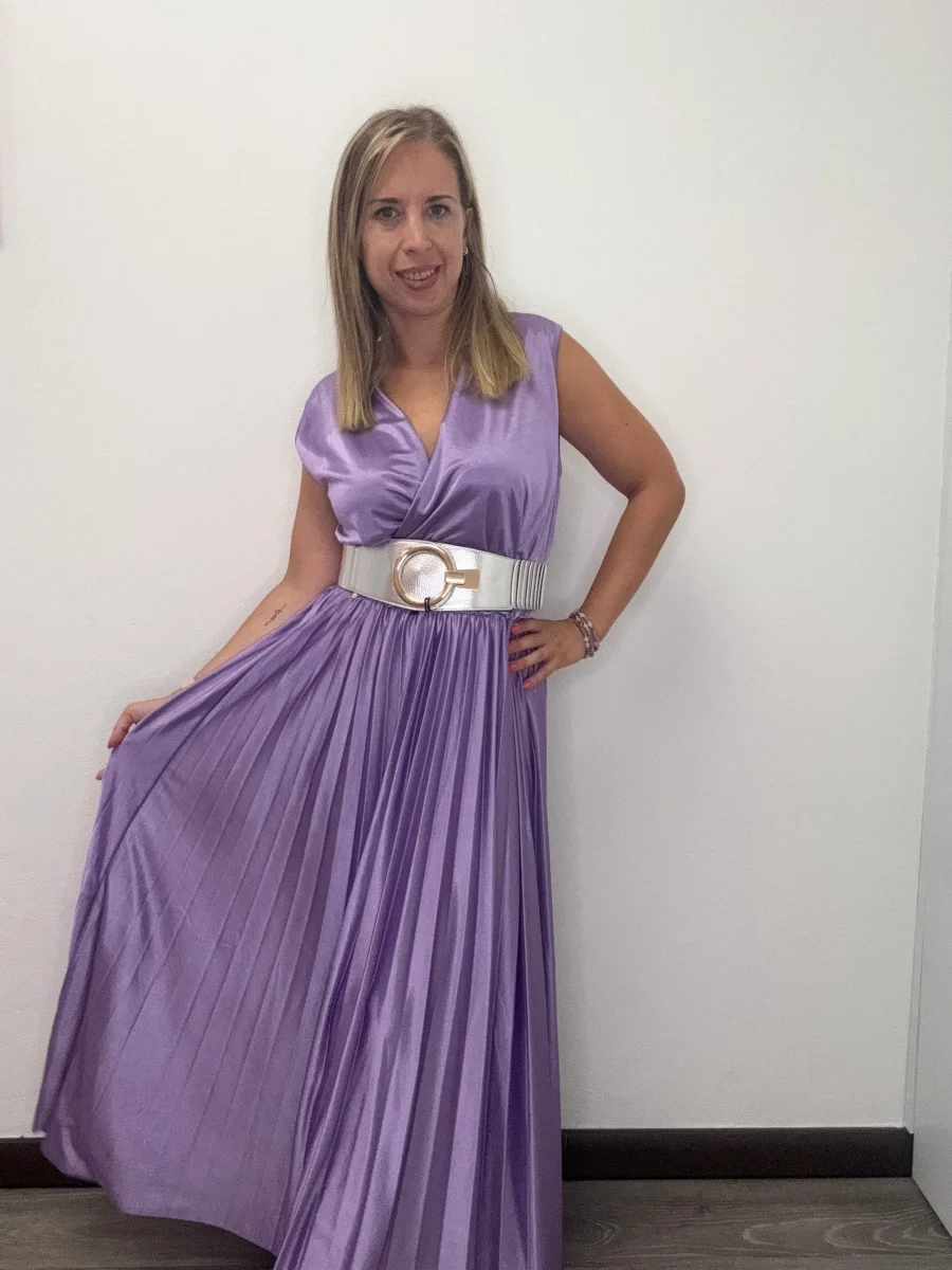 ABito incrocio plissè lilla - abbigliamento - Jiveley - immagine 2