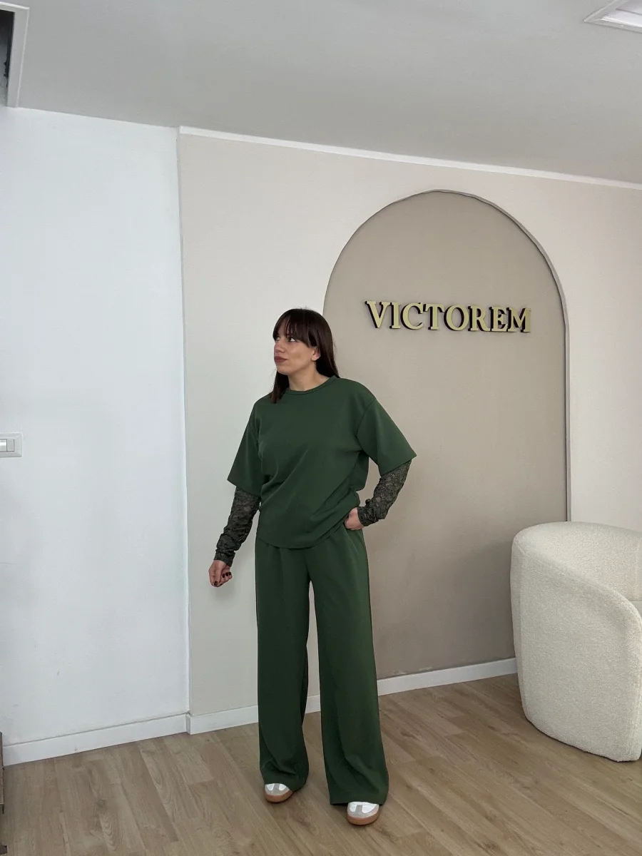 Coordinato garzato manica in pizzo - immagine 7