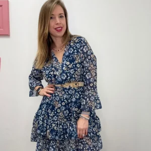 Abito con fiorellini e balza - abbigliamento - Stilosa