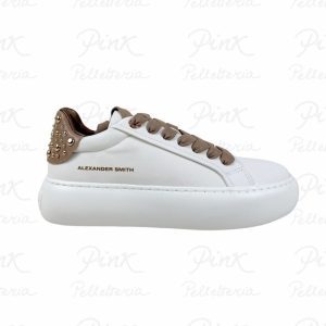 ALEXANDER SMITH Soho Woman Sneaker c/Borchie ASBDSOW-3573-WDU White/Dark Nude.