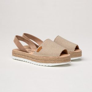 MINORCHINE PLATFORM IBICENCA DONNA PELLE CANVAS COLORE TAUPE ALMA