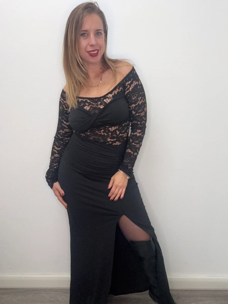 Abito lungo nero con pizzo e top - abbigliamento - Stilosa - immagine 5