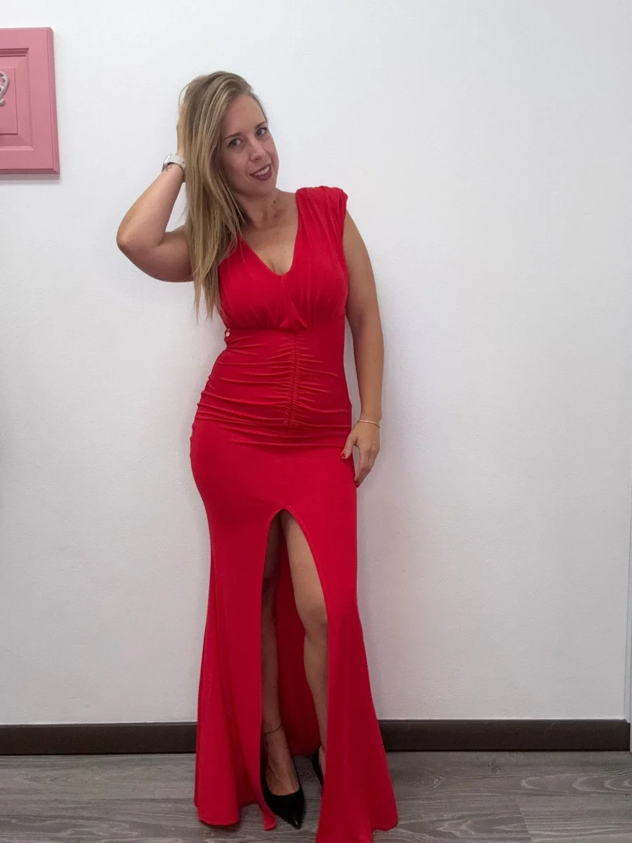 Abito lungo jersey rosso - abbigliamento - Artigli - immagine 4