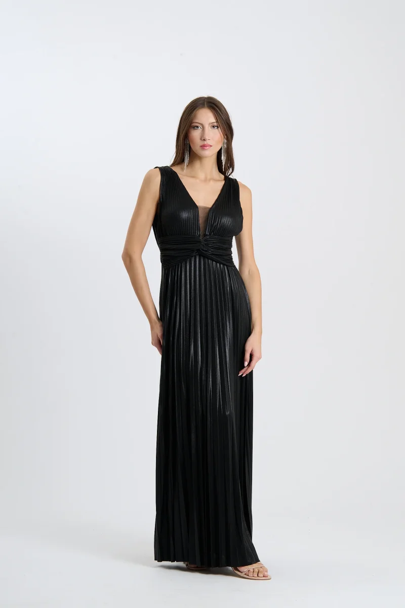 Abito lungo plissè con velo - abbigliamento - Stilosa - immagine 3