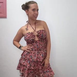 Abito fiorito con coppe e balze - abbigliamento - Stilosa