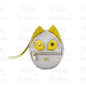 BORBONESE Charms Animal P.Monete P.Carte Gatto Tess. Recicl. Op/Vitello 91020071AH1 001 Sabbia/Saffron