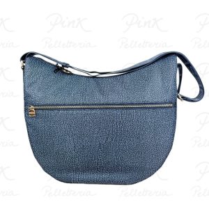 BORBONESE Eco Line Luna Bag Medium Tessuto Ric. st. Op/Vitello 934109I15 825 Blu Lapis