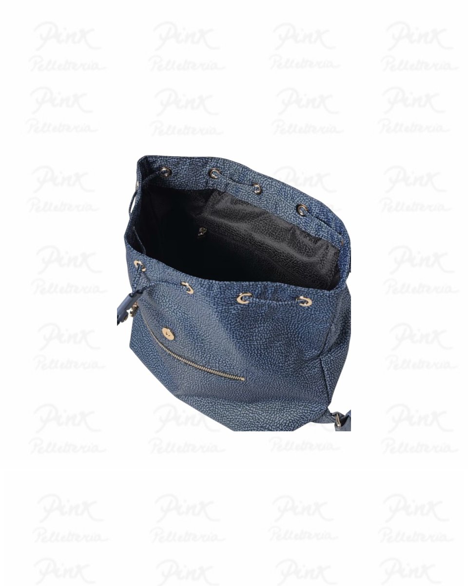 BORBONESE Eco Line Zaino Medium Tess. Ricic. st. Op/Vitello 934486I15-825 Blu Lapis - immagine 4